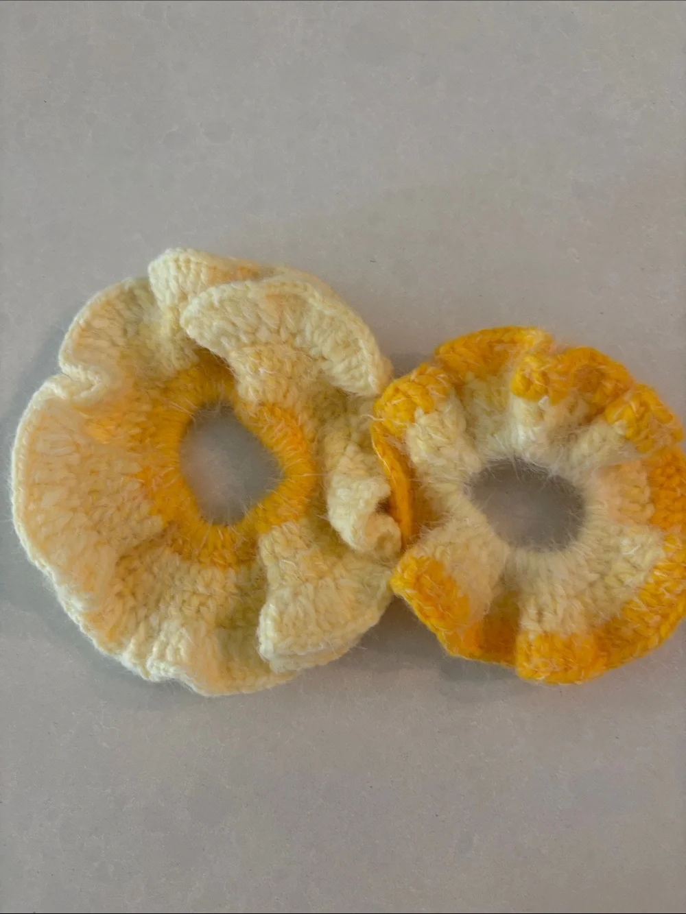 Anthropologie Yellow & Cream Crochet Scrunchies (Set of 2)